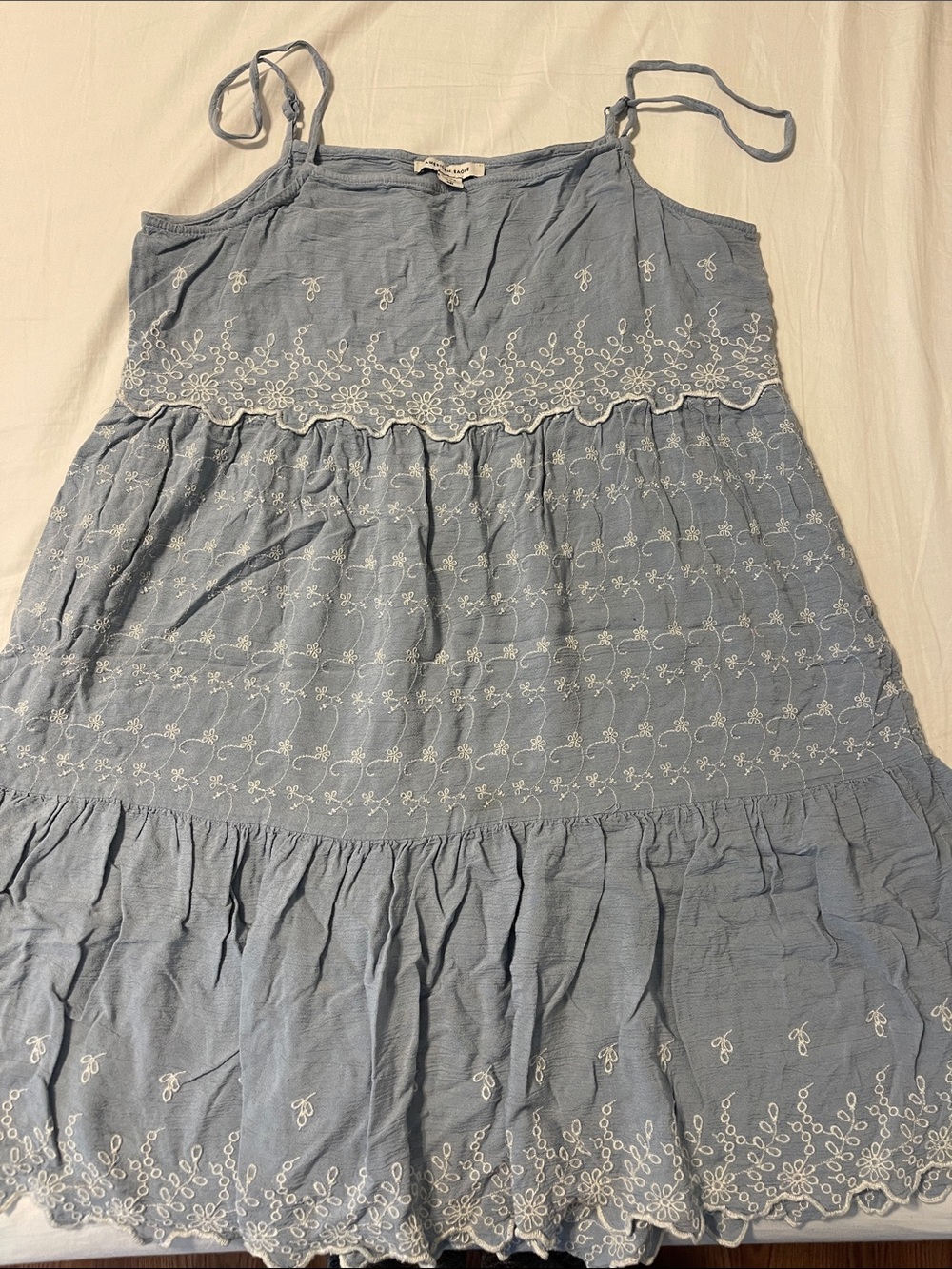 American Eagle Outfitters Light Blue Embroidered Mini Dress